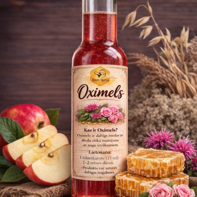 Oximels ar monardas ziediem un rožu ziedlapiņām