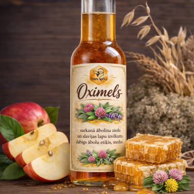 Oximels ar āboliņa ziediem un salvijas lapām